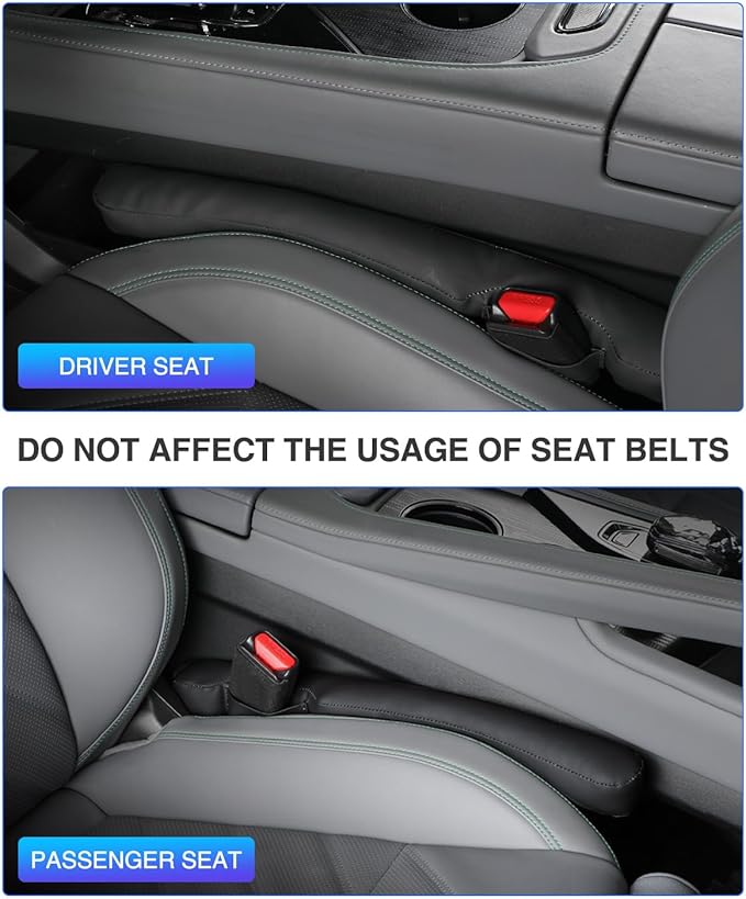Homaupt Leather Car Seat Gap Filler Universal for Car Truck SUV to Block The Gap Between Seat and Console Stop Things from Dropping 2 Sets Black