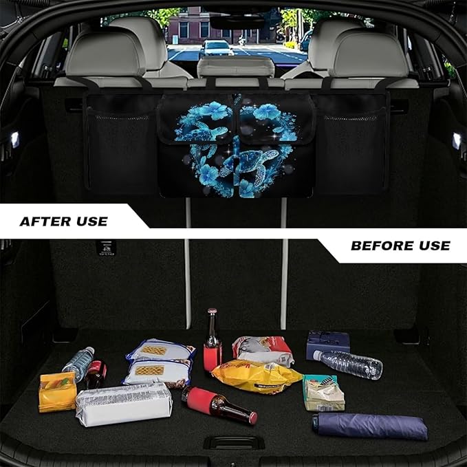 Sea Turtle Car Organizer, Camo Hunting Trunk Organizer for SUV, Car Trunk Organizer and Storage, Car Interior Accessories Backseat Hanging Organizer, Waterproof Storage Bag for Car