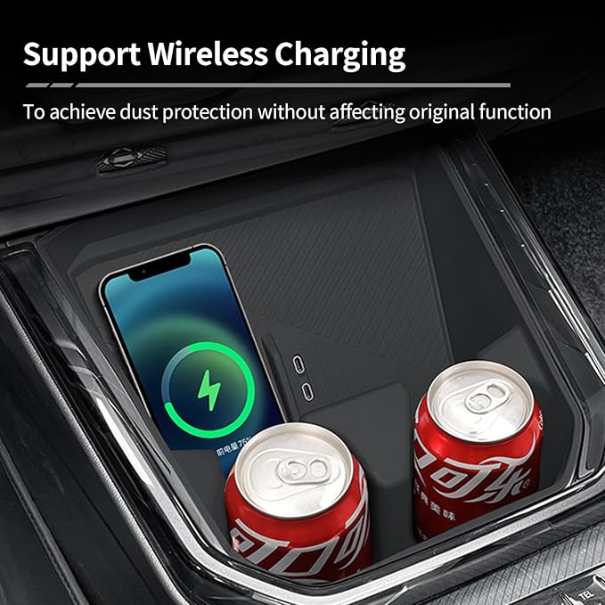 2 in 1 Wireless Charging Mat Cup Holder Organizer Compatible with BMW X3 2025, Center Console Organizer Wireless Charging Pad, Silicone Cup Holder Insert Accessories for 2025 2026 BMW X3