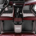 Custom Car Floor Mat Compatible with 97% Car Models Luxury Leather All Weather Waterproof Anti-Skid Full Coverage Car Mats (Gray with Black)