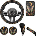 6pcs Butterfly Steering Wheel Cover Women Flower Moon Car Interior Accessories Cup Holder,Handbrake Gear Cover Auto Decor Protector for Car Truck SUV