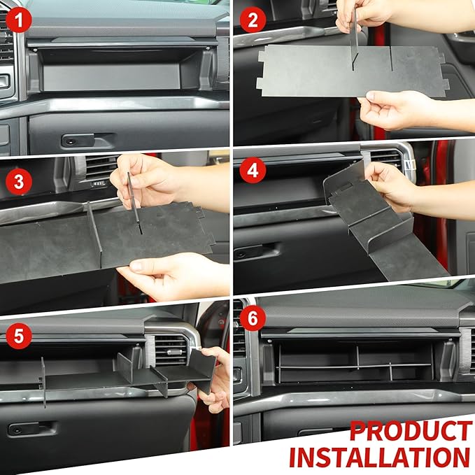 Glove Box Organizers Co-pilot Storage Compartment Divider Interior Accessories Compatible with Ford F150 2021+