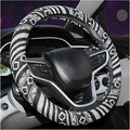 Boho Steering Wheel Cover, 15.0"×15.0" Anti-Slip Baja Blanket Ethnic Steering Wheel Protector, Breathable Flax Cloth Elastic Bohemian Steering Wheel Cover, Car Accessories (Style E)