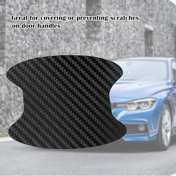 kingsea 4PCS Car Door Handle Scratch Protector, Removable Magnetic TPU 3D Carbon Fiber Texture Car Door Handle Paint Scratch Protector Sticker Universal (Style 7)