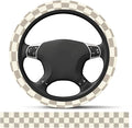 Elastic Car Steering Wheel Cover, Universal 15 inch Non-Slip Breathable Neoprene Steering Wheel Protector, Car Accessories for Women Men Fit Auto, Suvs, Truck Beige Checkerboard