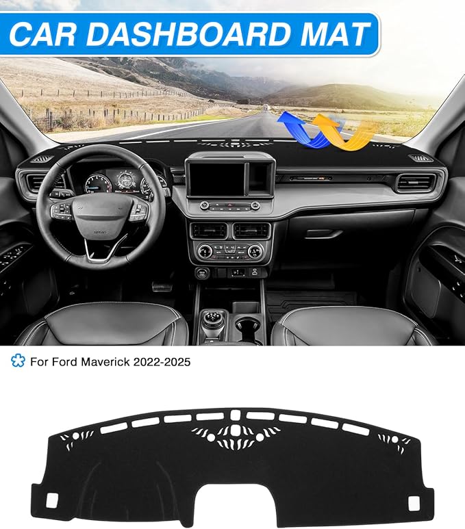 Felt Dash Cover Vehicle Specific Fits for Ford Maverick 2022-2025 2026, Dashboard Cover Mat for Maverick Accessories Non-Slip Dash Carpet Sunshield