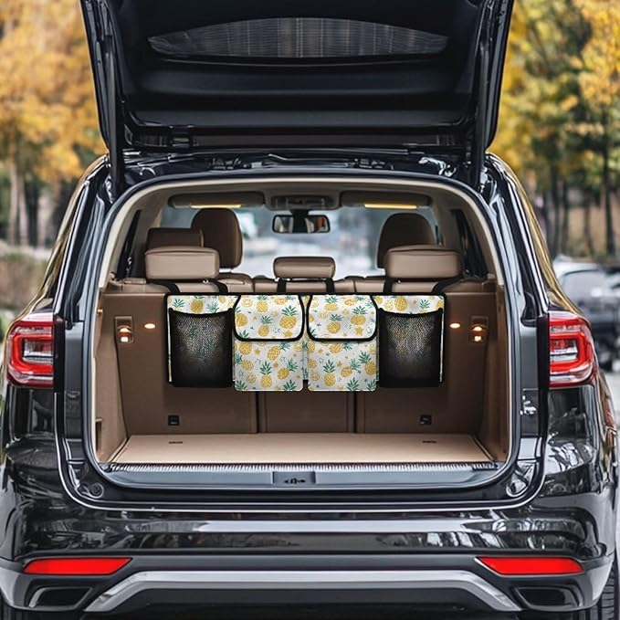 Trunk Organizer for Car Large Capacity Car Organizer, Pineapple Foldable Trunk Organizer for SUVs & Sedans, Space Saving Car Organization for Car Accessories, Tools, Sundries