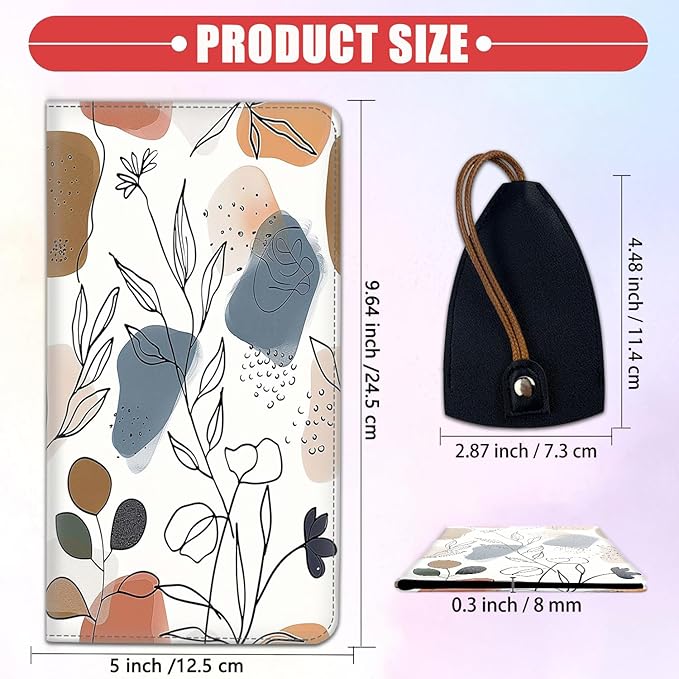 Car Registration and Insurance Card Holder for Women Men, Waterproof PU Leather Glove Box Car Organizer with Magnetic Shut, Vehicle Document Holder for Driver License,Cards, Modern Art, Leaves