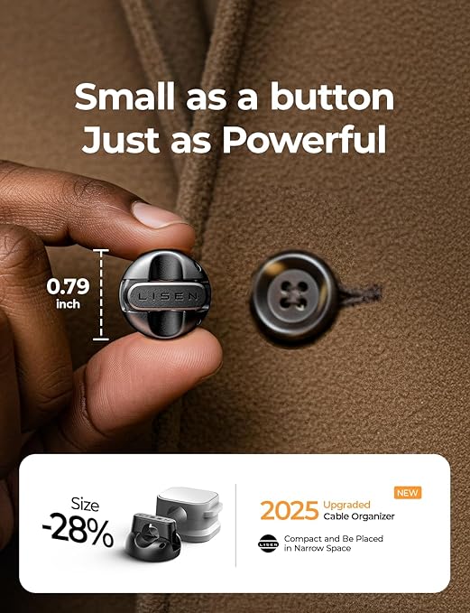 10 Pack Magnetic Cable Clips [2025 Minimum Size] LISEN Halloween Decor Christmas Decorations Indoor, Magnetic Cord Holder for Nightstand Desk, Cable Management for Home Office Organizer Dorm Wall Car