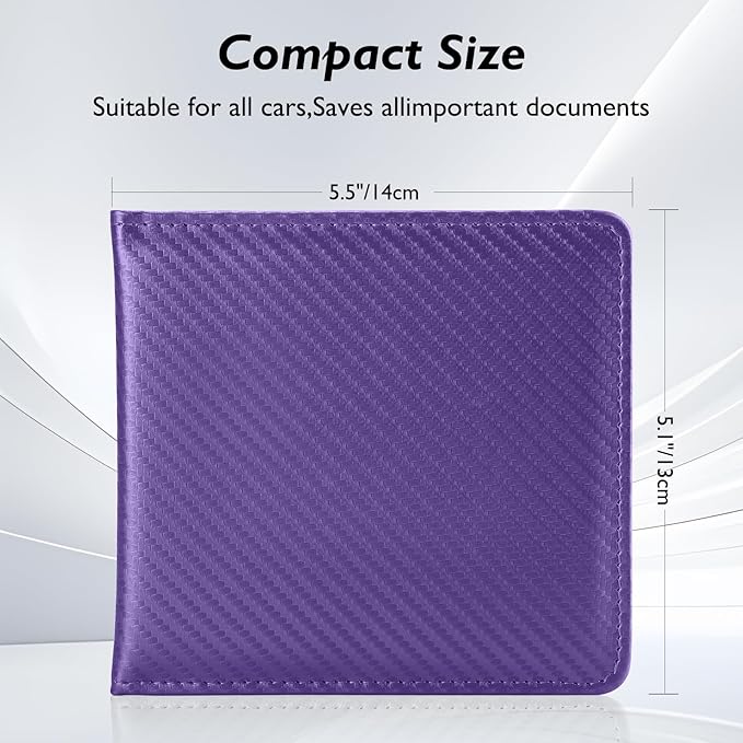 Tavonis Car Registration and Insurance Card Holder，Small Glove Box Organizer for Men and Women，Car and Truck Driver License, Documents, Card Storage Accessories，Purple