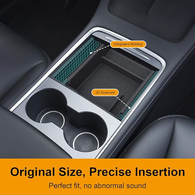 BANKKY Console Organizer Accessories for Tesla: Model Y/3 2021 2022 2023 2024 Highland Velvet Anti-Scratch Storage Box, Easy to Install with Smooth Slide