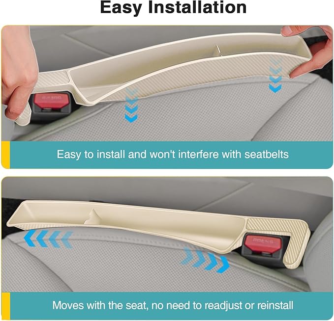 Car Seat Gap Filler Organizer, 2 Pack Car Front Seat Organizer Universal Fit Car SUV Truck, Auto Console Side Storage Box for Holding Phone, Glasses, Car Interior Accessories for Women Men