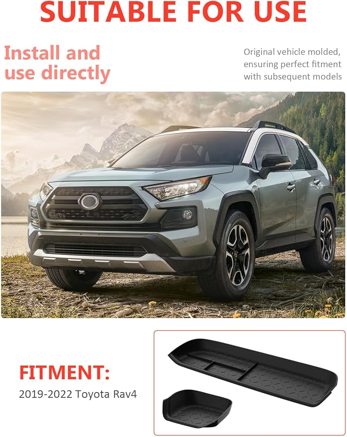HZCZLO Storage Organizer Tray Compatible with Toyota RAV4 2025-2019 Accessories, Driver's Storage Insert Mat,Passenger Storage Organizer Silicone Mat for Toyota RAV4 2024-2020, 2Pcs