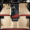 Custom Car Floor Mats Fit 96% Car Model Luxury Leather Waterproof Anti-Skid Full Coverage Liner Front Rear Mat/Set (Beige)