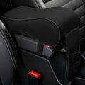 SPANICE Auto Center Console Armrest Pillow Pad, Car Armrest Cushion Soft Memory Foam with Phone Holder Storage, Pockets Bag Seat Cushion Universal Fit for Most Car (Black)