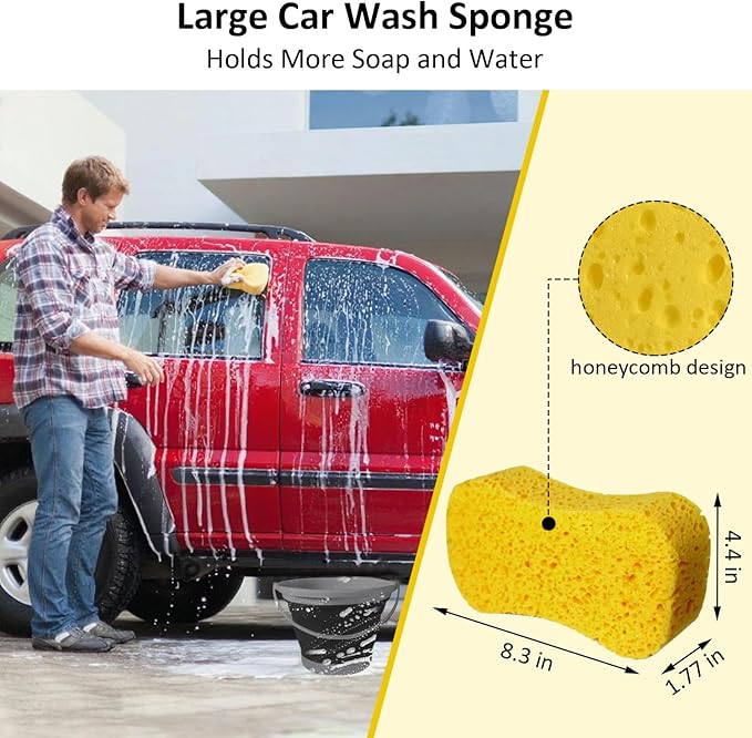 10Pcs Car Wash Detailing Kit Cleaning Kits,with Collapsible Bucket Wash Mitt Sponge Terry Towels Wheel Brush Window Scraper Coral Velvet Towel, Car Cleaning Tools Kit for Interior, Exterior, Wheels