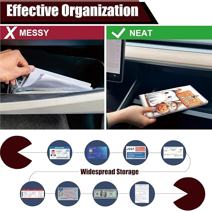 Car Registration Holder, PU Leather Vehicle Glove Box Organizer for Driver License, Document, Car Insurance Holder with Magnetic Shut, Auto Paperwork Wallet Case Accessories, Cute Trickster Ghost