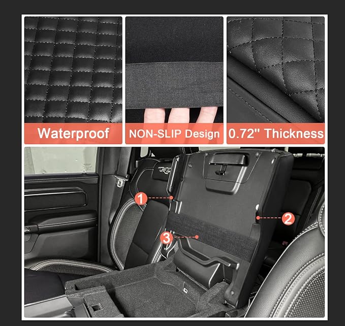 Center Console Cover for 2019-2026 Ram 1500 Center Console Cover, Armrest Cushion Pad Cover, PU Leather for 5th Ram 1500 Armrest Cushion Pad Cover Anti-Scratch for Ram 1500 Accessories