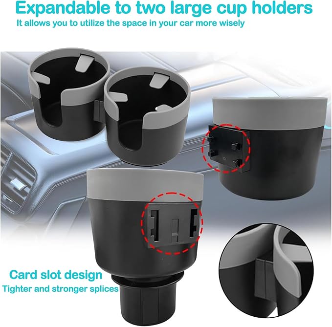 Water Cups Holder Expanders 2 in 1 Cup Holders Drinks Storage Expander Case for Cars Trucks Autos Universal Car Cup Holder for,Insert with Expandable Base, Fits Yeti, Hydroflask, Large Water Bottles