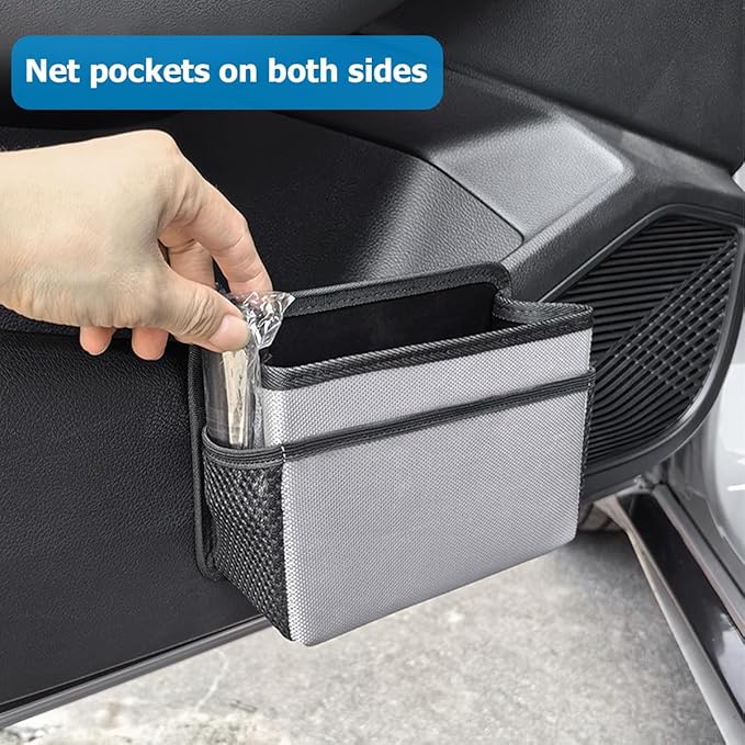 Mandark Car Trash Can, Foldable Mini Vehicle Trash Bin Garbage Organizer Holder, Waterproof Automotive Interior Hanging Dustbin Storage Bag Container Accessories, Universal for Most Cars (Red)