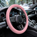 WOCOCN Car Steering Wheel Cover, Thin Anti-Skid Silicone Steering Wheel Cover for Men & Women, Universal Automotive Interior Accessories for Most Cars (Pink)