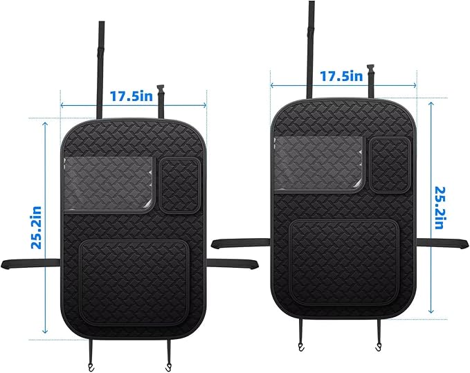 Ahsrnl Back Seat Protector 2 Pack Fit for Chevy Trailblazer Car Kick Mats with Touch Screen Tablet Holder Storage Organizer Waterproof Dirt Proof Faux Leather Auto Accessories for Kids (1 Pair Black)