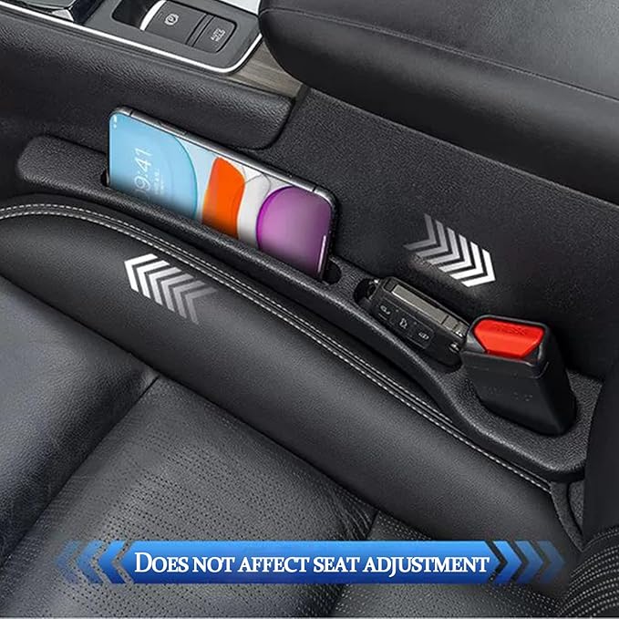 Mtverver Car Seat Gap Filler Organizer Universal Fit Car SUV Truck Console Side Plug Strip Stopping Phone Key from Falling, Pack of 2 Black (Black)