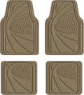 FLORICH Car Floor Mats, Waterproof Universal Heavy-Duty 4 Pieces Rubber Floor Mats for Cars, Full Set Car Mats with Anti-Slip Backing Fit for Most SUV, Vans,Trucks, Sedan(Beige)