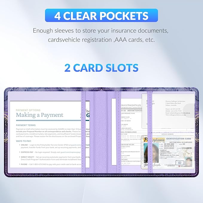 Pisypox Car Registration and Insurance Card Holder，Vehicle Glove Box Car Organizer，Accessories Case for Storing Driving Licences, Cards, Documents