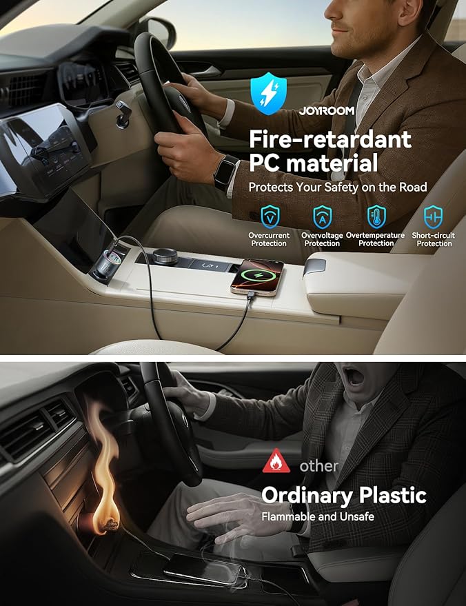JOYROOM 175W Car Charger USB C Fast Charge, 3-Port Type C Super Fast Car Charger for iPhone 17 with USBC Cable, Cigarette Lighter Adapter for iPhone 17/16/15 Pro Max, Laptop, iPad, Samsung S25/S24/23