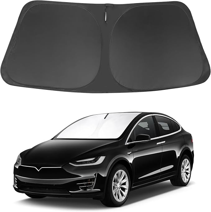 Windshield Sun Shade Compatible with 2016-2024 2025 Tesla Model X Tesla X Accessories Foldable Sunshade Front Sun Visor Protector Keep Car Cooler