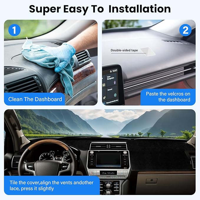 Dash Cover Compatible with Toyota 4Runner 2010-2024 Full Set, Dashboard Cover Mat and Center Console Cover Pad, Custom Fit Sunshield Protector Interior Car Accessories