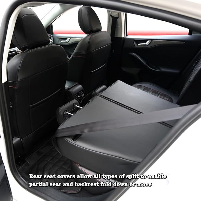 HKZ Fit CRV Car Seat Covers Full Set for Honda CR-V 2023 2024 2025 2026 CRV LX;EX;EX-L;Sport;Touring;Special Edition & Hybrid Model - Leather (Scottish Style Black/Red)