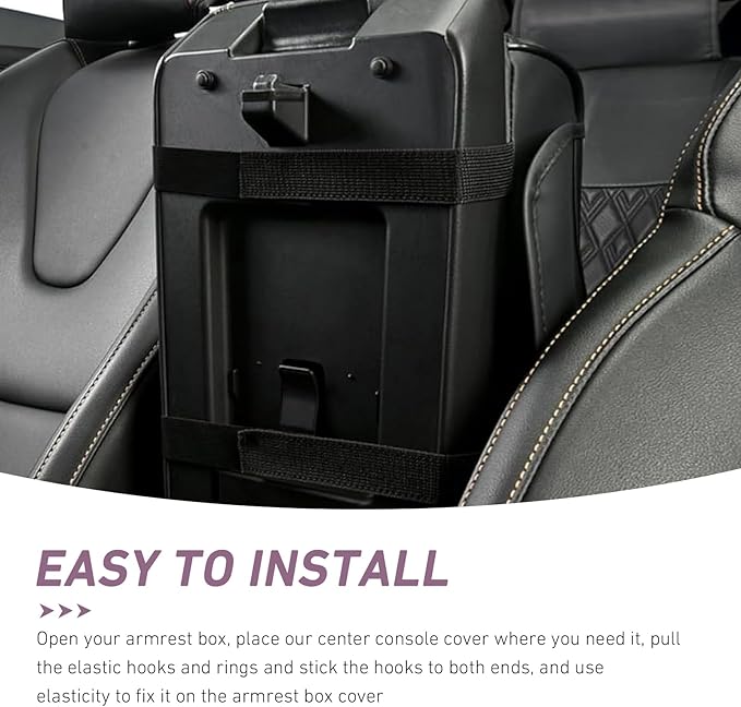 Car Armrest Box Mat, Car Console Organizer with Center Console Cup Holder, 13.78 x 7.87 x 3.15 in Armrest Pad, Universal for Most Vehicles (Black)