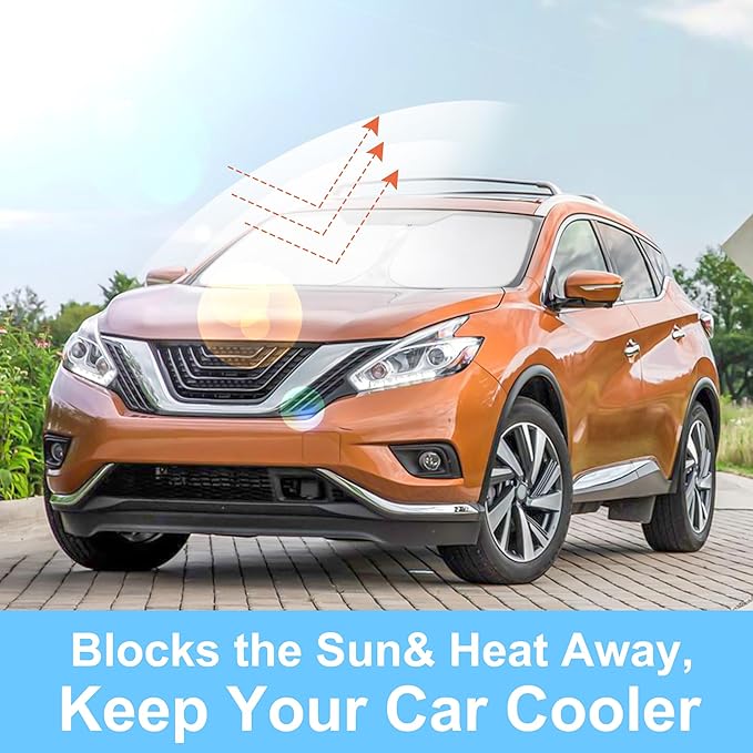Windshield Sun Shade Custom Fit for 2015-2020 2021 2022 2023 2024 Nissan Murano Accessories Foldable Sunshade Sun Blocker Protect Car from Sun Rays & Heat Damage Keep Car Cooler