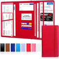 LINTRU Car Registration and Insurance Holder Trifold, Oversized Fit with Reinforced Construction, Matte PU Leather Vehicle Glove Box Organizer for Documents, Car Accessories for Men and Women