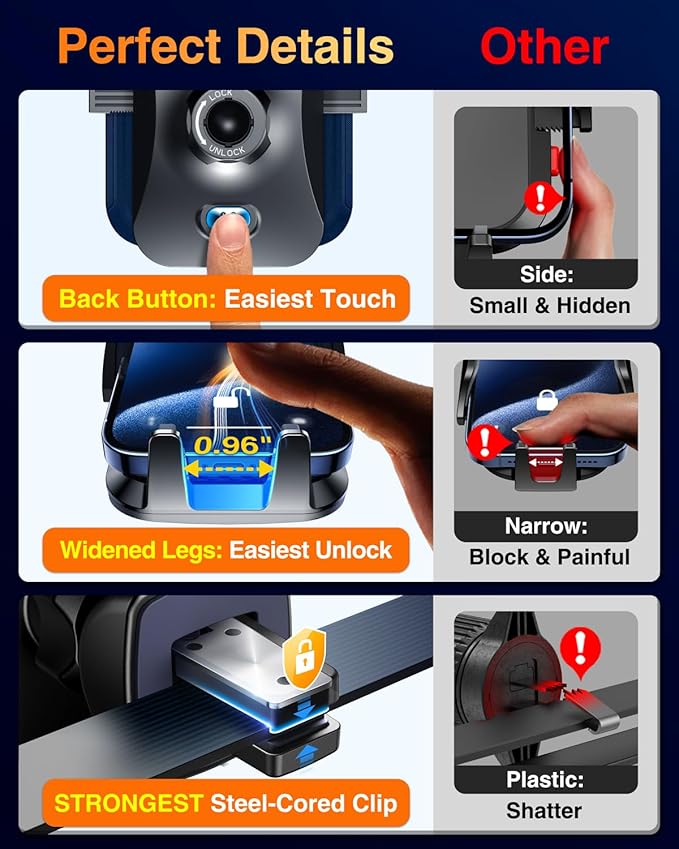 VANMASS【85+LBS Strongest Suction & Military-Grade Ultimate Car Phone Mount【Patent & Safety Certs】 Cell Phone Holder Truck for Dashboard Windshield Vent for iPhone 17 Pro Max 16 15 Desk Mounts, Blue