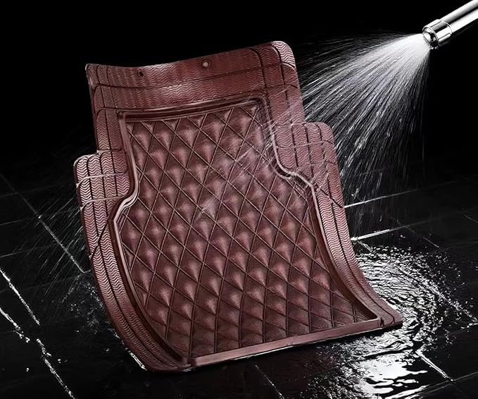 Universal Trim-to-Fit Car Floor Mats for Cars Trucks SUVs Rubber Non-Slip Waterproof All Weather Protection Floor Liner-Burgundy