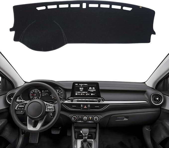 KEYOOG Dashboard Cover Dash Mat Fit for 2024 2023 2022 2021 2020 2019 K-IA Forte,Car Dash Board Mat Anti-Glare Carpet,Non-Slip Pad Sunshield Protector (Black)