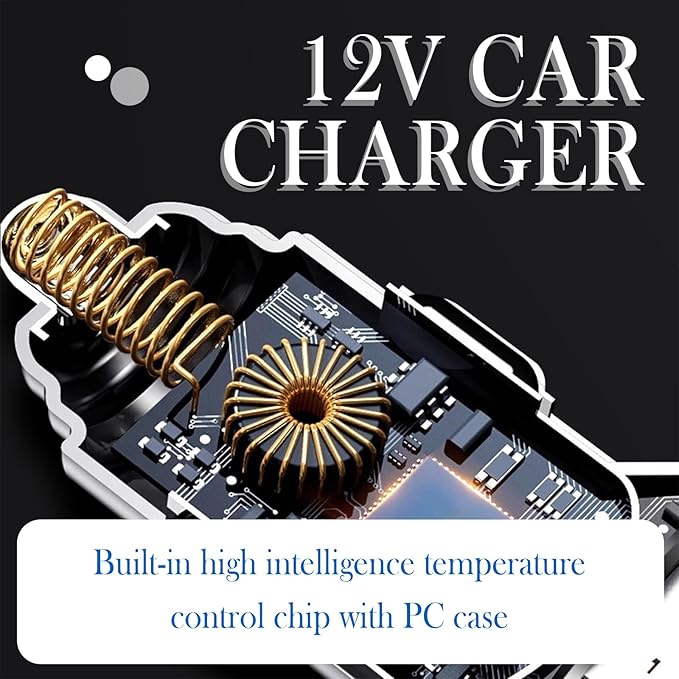 5 Port Fast Car Charger Adapter,12-24V Car Charger USB C & 30W QC3.0/3.1A Port with Reinforced Contacts & Lighting,75W Vehicle Accessories Cigarette Lighter USB Chargers (White)