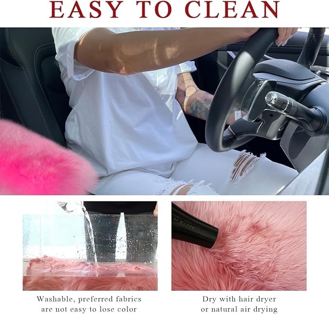 Car Center Console Cover Pad, Fluffy Middle Console Pad Armrest Seat Box Cover, Universal Furry Arm Rest Decoration Protector for Car Truck SUV, Interior Car Accessories (Dark Pink)