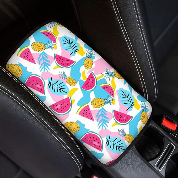 Watermelon Car Center Console Cover Pad Soft Breathable Automotive Armrest Cover Auto Center Console Armrest Cushion Covers Pads Fruit Car Accessories