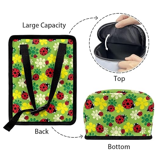 KEIAHUAN Ladybug Car Trash Can with Lid Hanging Garbage Bin and Storage Bag Large Capacity Portable Multi-Functional Rubbish Bag Grocery Organizer for Snacks, Drinks, and Widget, Green