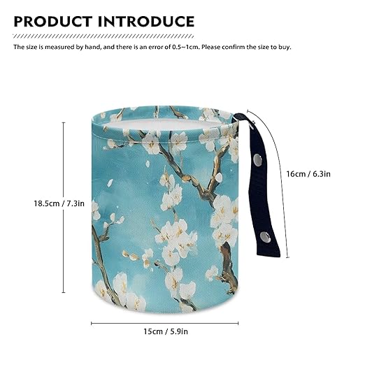 Flower Car Garbage Can Small Trash Can with Leak Proof Inside Liner And Hanging Strap Car Organizer Portable Car Essentials