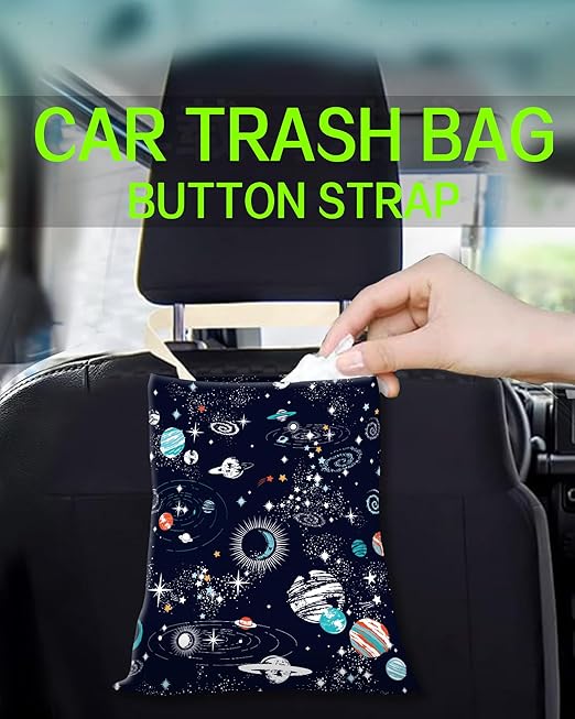 ANKVRP Car Trash Can, Durable Hanging Car Trash Garbage Bag, Cute Automotive Garbage Cans Organizer, Cute Blue Space