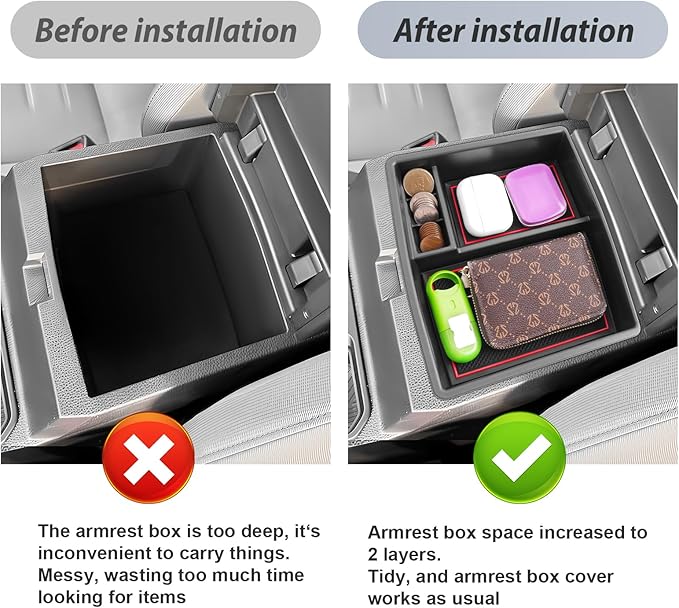 SKTU 2024 2025 2026 Tacoma Center Console Organizer 2024 2025 2026 Tacoma (SR/SR5/TRD/Limited/Trailhunter/TRD Pro) Console Tray Tacoma 2024 2025 2026 Accessories with Coin Holder (Red)