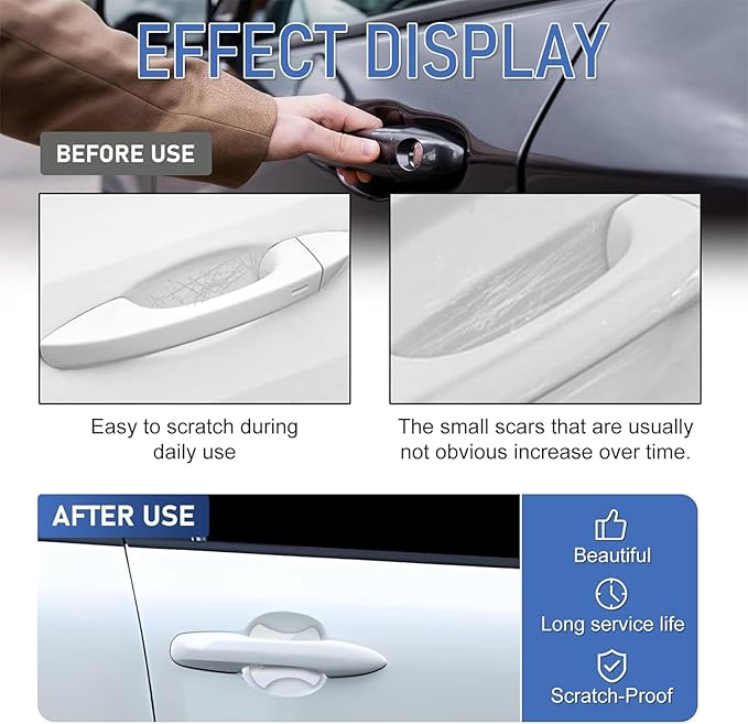 4PCS Transparent Car Door Handle Protector, Universal Waterproof Anti-Scratch Cover, Invisible Car Handle Protection Film, Car Door Guard for Most Vehicles