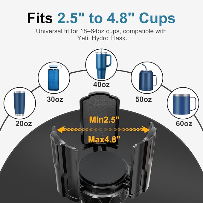 Car Cup Holder Expander, Adjustable Cup Holder Expander for Car, for Large Yeti, Nalgene, Owala Tumbler & Mugs. Car Holder Insert Accessories (1 Pack)