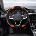 Car Steering Wheel Cover, Steering Wheel Protector, Universal 14.5-15 Inch Microfiber Leather Breathable Auto Steering Wheel Covers, Carbon Fiber Steering Wheel Cover for Women Men (Orange)