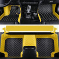 Custom Making Car Floor Mats Protection Pads for 99% Sedan/Coupe/Hatchback/SUV/Pickup Men Women Car Floor Mats Coverage Pads Anti-Slip Leather Floor Lining (Yellow+Black Beige)